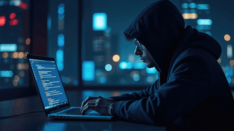 Hacker che guarda un pc